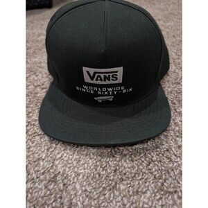 VANS SnapBack Flat Brim Hat Black Worldwide Since Sixty Six